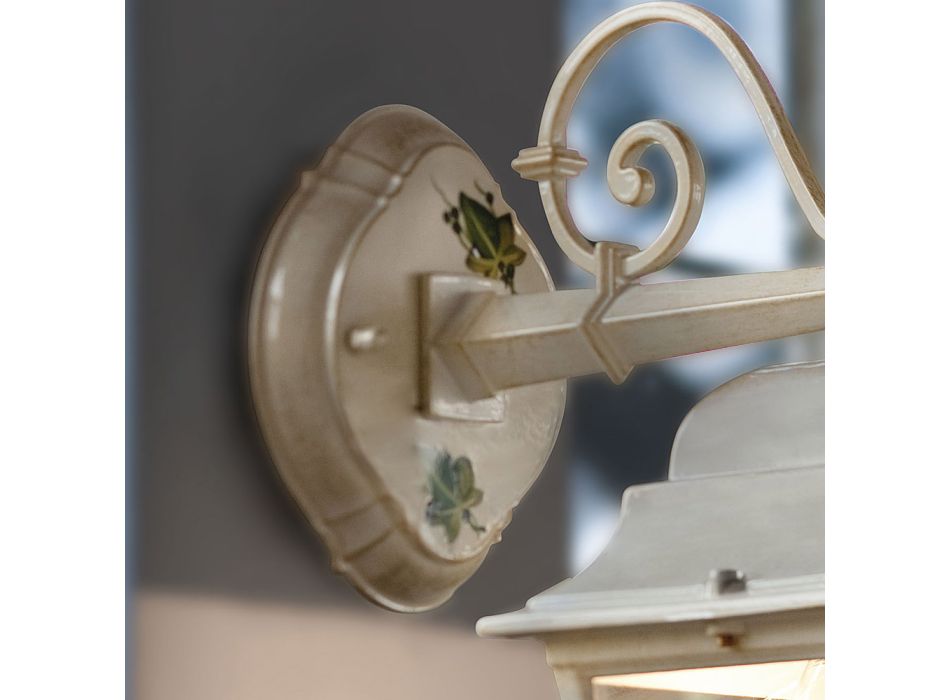 Venkovní nástěnná lampa z bílého hliníku a ručně malovaná dekorace - Gorizia Viadurini