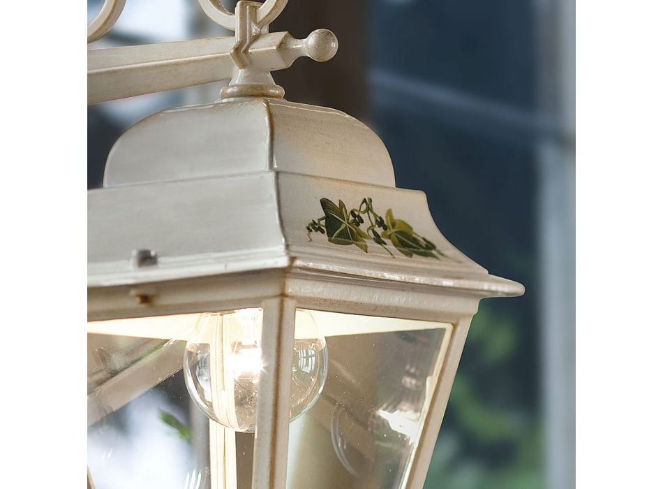 Venkovní nástěnná lampa z bílého hliníku a ručně malovaná dekorace - Gorizia Viadurini