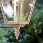 Venkovní nástěnná lampa z bílého hliníku a ručně malovaná dekorace - Gorizia Viadurini