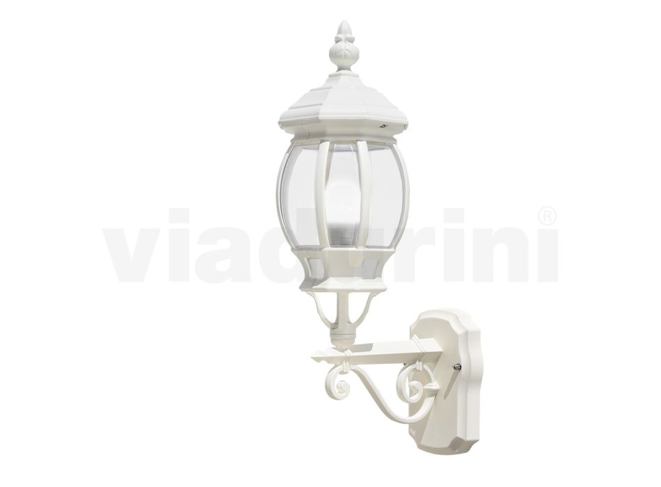 Venkovní nástěnná lampa ve vintage stylu z bílého hliníku Made in Italy - Dodo Viadurini