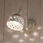 Vintage ručně malovaná řemeslně perforovaná keramická nástěnná lampa - Verona Viadurini
