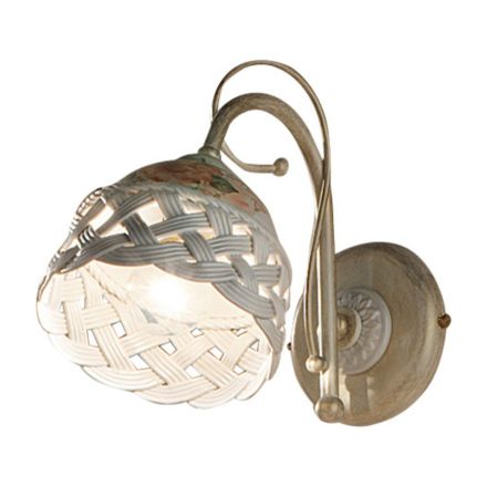 Vintage ručně malovaná řemeslně perforovaná keramická nástěnná lampa - Verona Viadurini