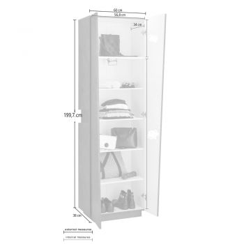 2-dveřová šatní skříň z udržitelné bílé nebo břidlicového melaminového dřeva - Joris