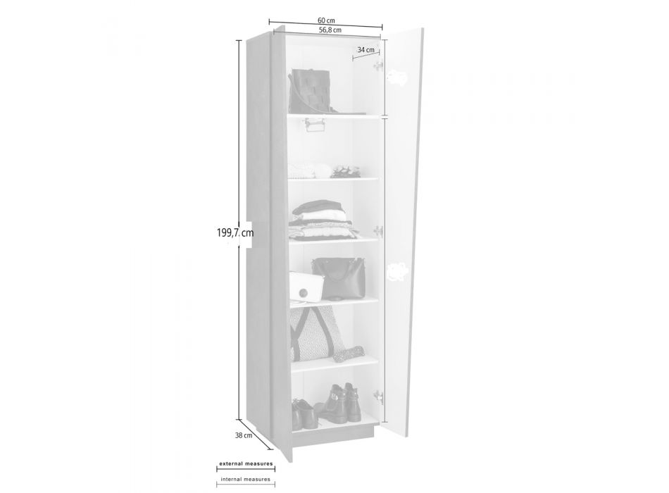2-dveřová šatní skříň z udržitelné bílé nebo břidlicového melaminového dřeva - Joris Viadurini