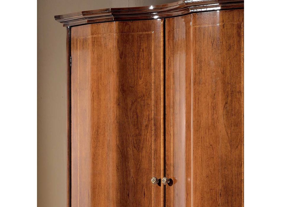 Klasická dřevěná šatní skříň se 2 dveřmi a 3 zásuvkami Made in Italy - Luxus Viadurini