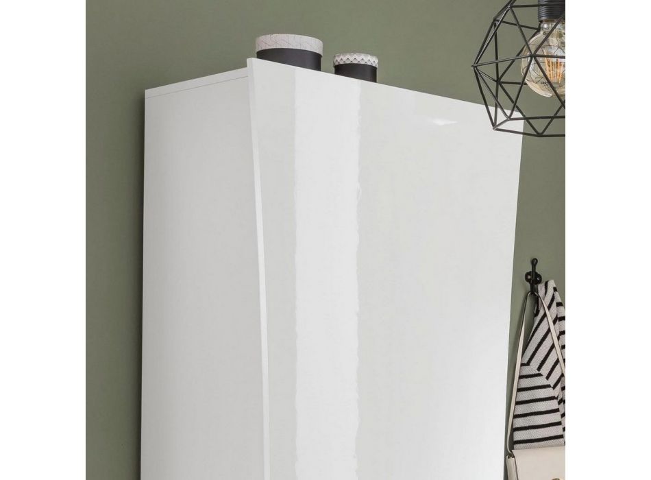 Bílá dřevěná nástěnná vstupní šatní skříň Obloukový design s 1 dveřmi - Sabine