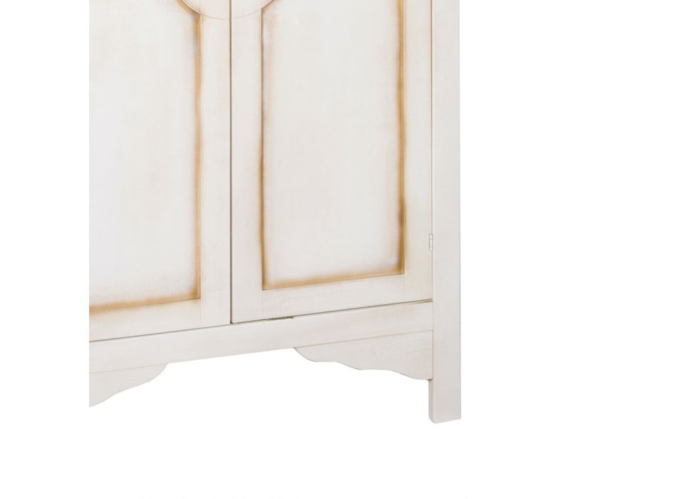 Patinovaná bílá dřevěná šatní skříň se 2 dveřmi Made in Italy - Agni Viadurini