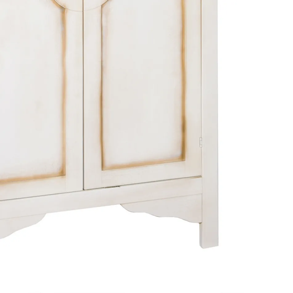 Patinovaná bílá dřevěná šatní skříň se 2 dveřmi Made in Italy - Agni Viadurini