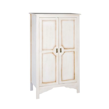 Patinovaná bílá dřevěná šatní skříň se 2 dveřmi Made in Italy - Agni Viadurini