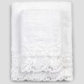 Froté ručníky z bílé bavlny s krajkou, 2 kusy italského luxusu - Sposi