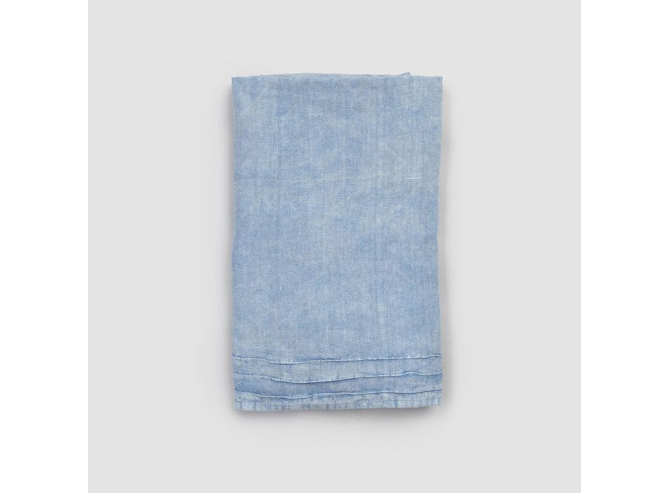 Světle modrý těžký lněný ručník na obličej italský luxusní design - jojoba Viadurini