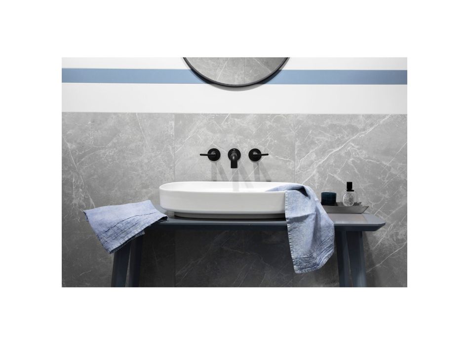 Světle modrý těžký lněný ručník na obličej italský luxusní design - jojoba Viadurini