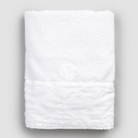 Bílý bavlněný froté ručník na obličej s geometrickým zdobením - Gimmy Viadurini