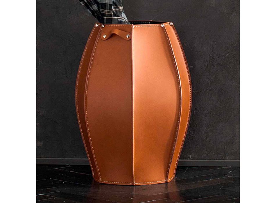 Audrey deštník stánku s moderním designem v kůži, vyrobený v Itálii Viadurini