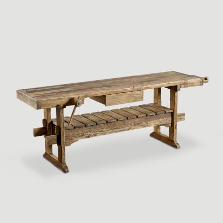Pracovní stůl s 1 zásuvkou v přírodní úpravě starého dřeva - truhlář Viadurini