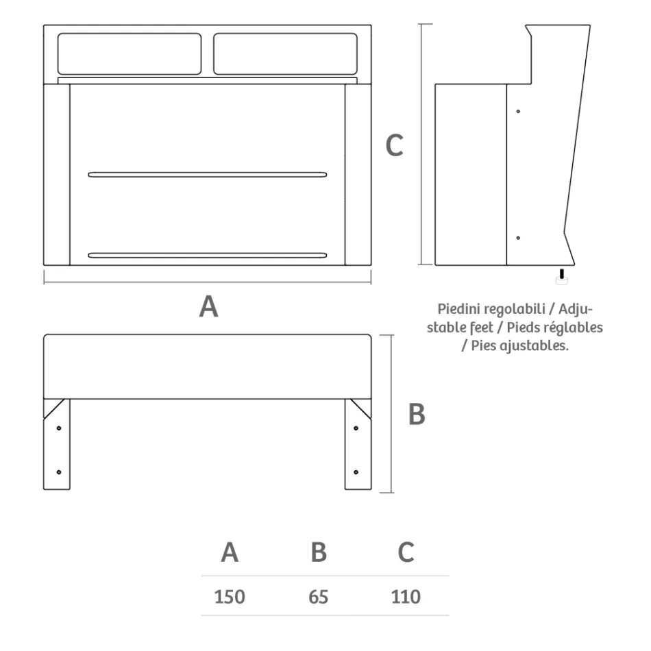 Světelný barový pult s příslušenstvím organizéru a držákem na láhve - zpráva Viadurini