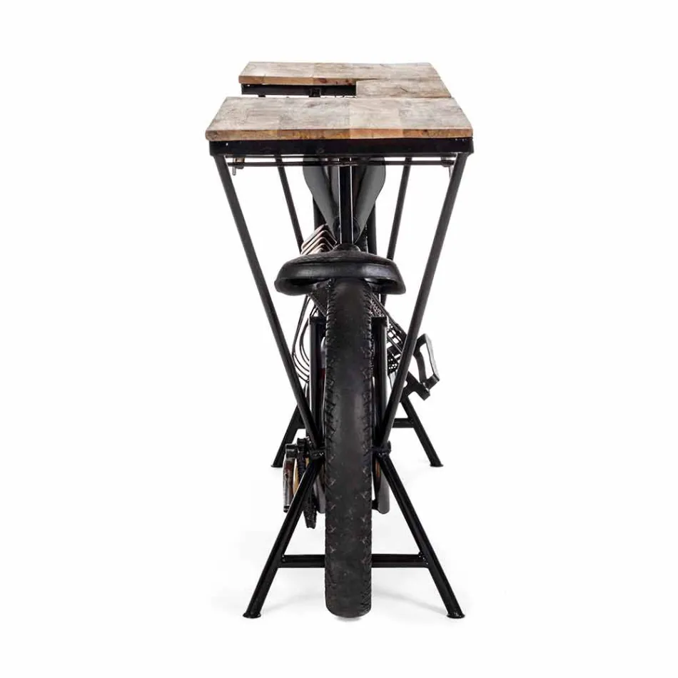 Konzolová tyč s moderním designem v motocyklu Mango Wood and Steel - Shallot Viadurini