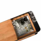 Moderní mobilní bar na kolech s dřevěným a ocelovým stolem - Giancalliope Viadurini