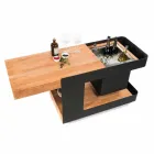 Moderní mobilní bar na kolech s dřevěným a ocelovým stolem - Giancalliope Viadurini