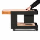 Moderní mobilní bar na kolech s dřevěným a ocelovým stolem - Giancalliope Viadurini