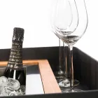 Moderní mobilní bar na kolech s dřevěným a ocelovým stolem - Giancalliope Viadurini