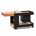 Moderní mobilní bar na kolech s dřevěným a ocelovým stolem - Giancalliope