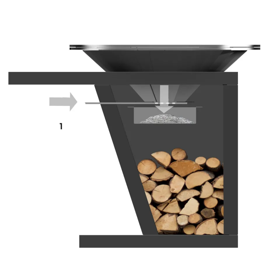 S varnou deskou a přihrádkou na dřevo - Giorgione Viadurini