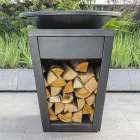 Dřevo hořící gril s varnou deskou a držák na dřevo - Ferran Viadurini