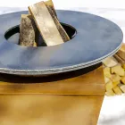 Dřevo hořící gril s varnou deskou a držák na dřevo - Ferran Viadurini