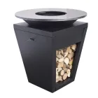 Dřevo hořící gril s varnou deskou a držák na dřevo - Ferran Viadurini