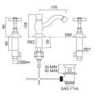 3otvorová umyvadlová baterie s klasickou ručně vyráběnou mosaznou výpustí - Fioretta Viadurini