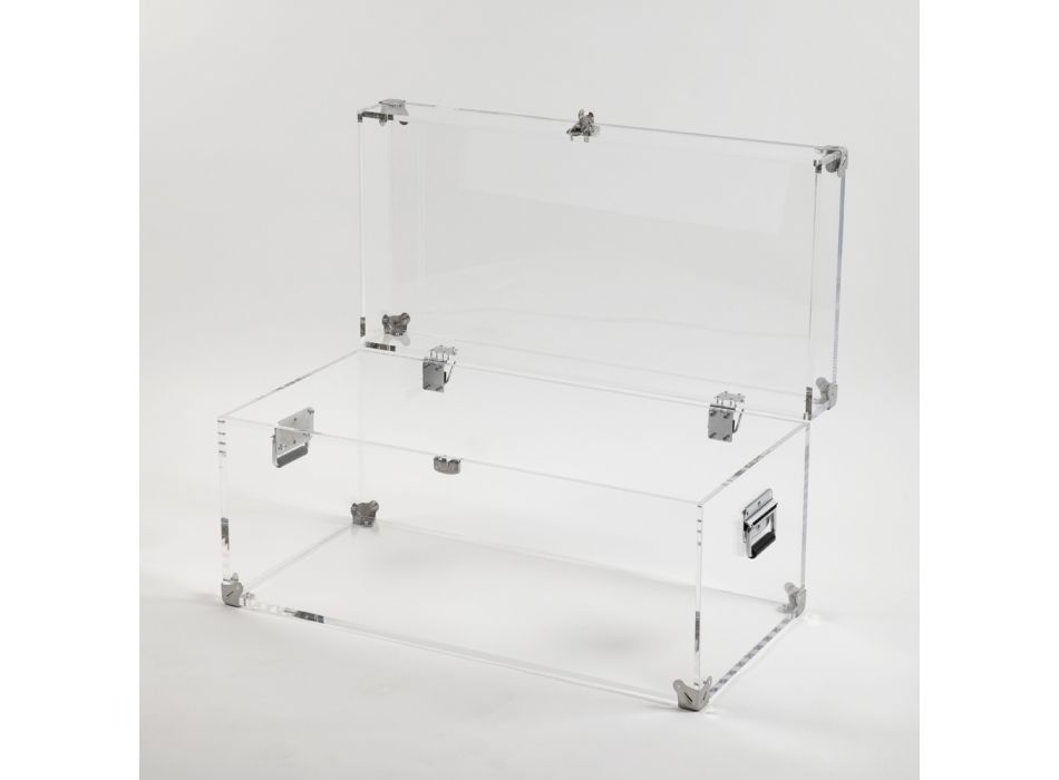 Design kufru z průhledného akrylového křišťálu a moderní oceli - Dante Viadurini