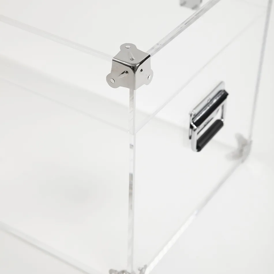 Design kufru z průhledného akrylového křišťálu a moderní oceli - Dante Viadurini