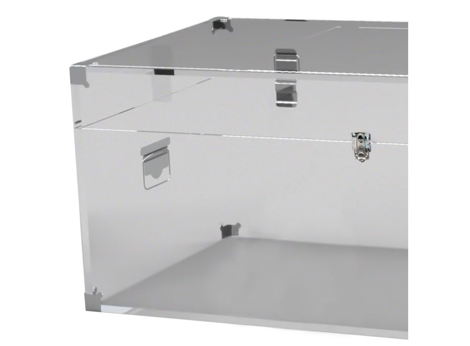 Kufr z průhledného nebo kouřového akrylového křišťálu a moderní oceli - Dante Viadurini