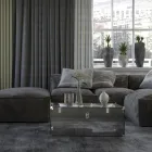 Kufr z průhledného nebo kouřového akrylového křišťálu a moderní oceli - Dante Viadurini