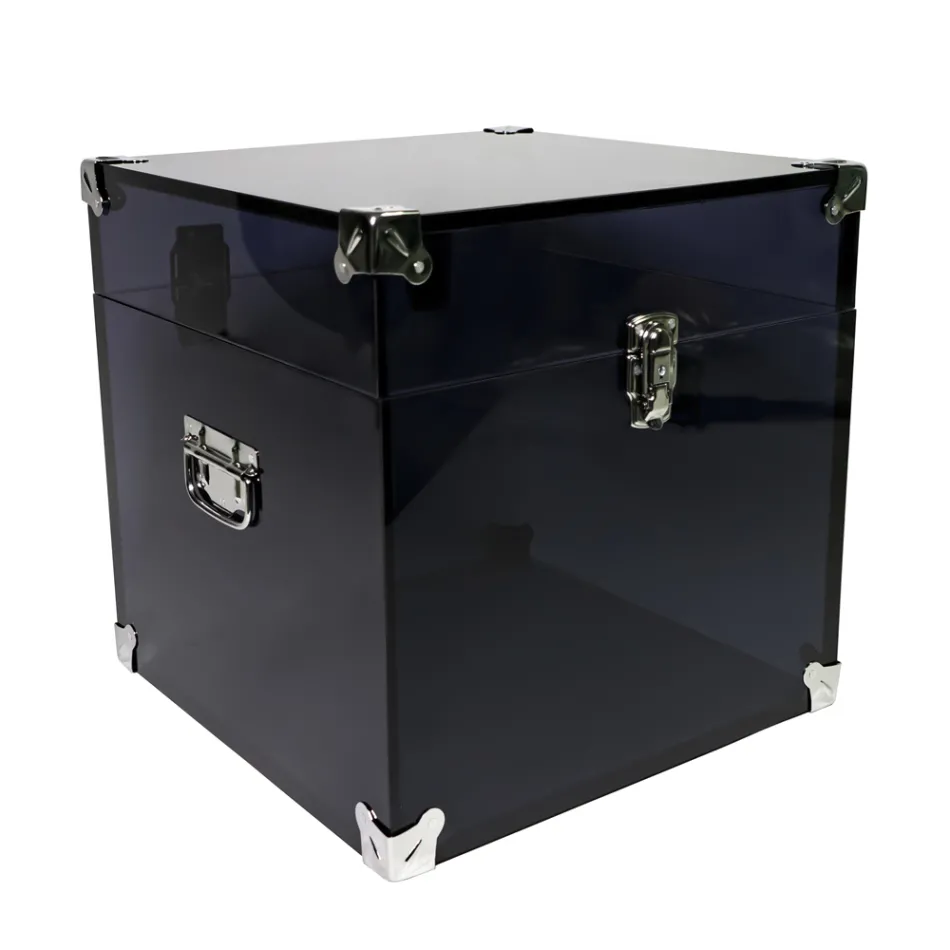 Kufr z průhledného nebo kouřového akrylového křišťálu a moderní oceli - Dante Viadurini