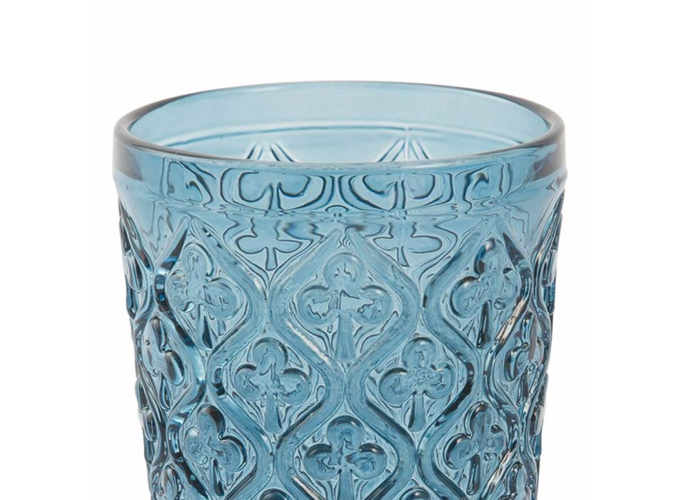 Barevné skleněné sklenice na vodu s arabeskovými dekoracemi 12 kusů - Maroko Viadurini