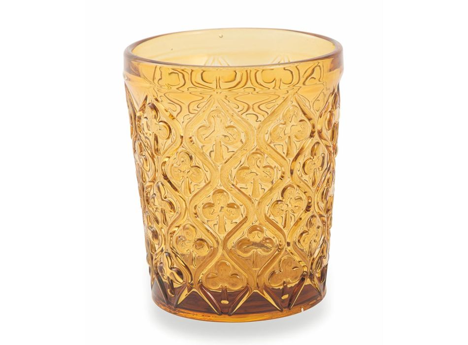 Barevné skleněné sklenice na vodu s arabeskovými dekoracemi 12 kusů - Maroko Viadurini