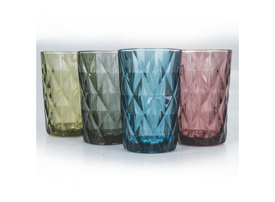 Vysoké sklenice v barevném skle pro nápojovou službu 12 kusů - renesance Viadurini