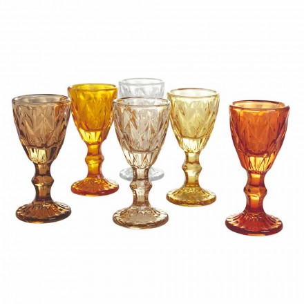 Sklenice na likér z likérového skla nebo jantarového skla, 12 kusů - mnohostěn Viadurini