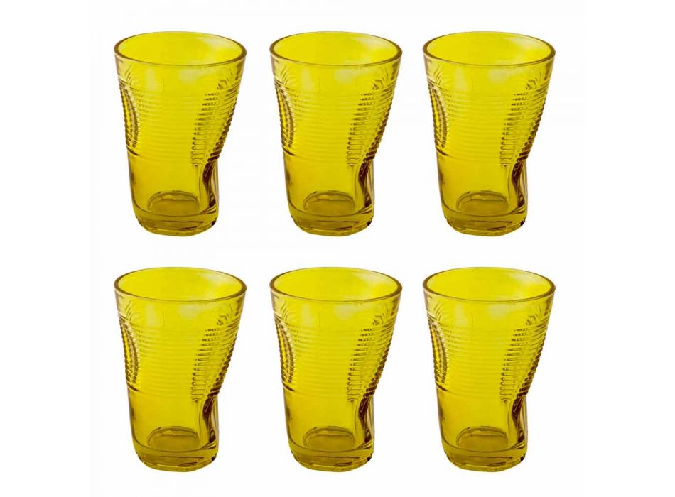Barevné skleněné koktejlové sklenice 6 kusů zmačkaného designu - Sarabi Viadurini