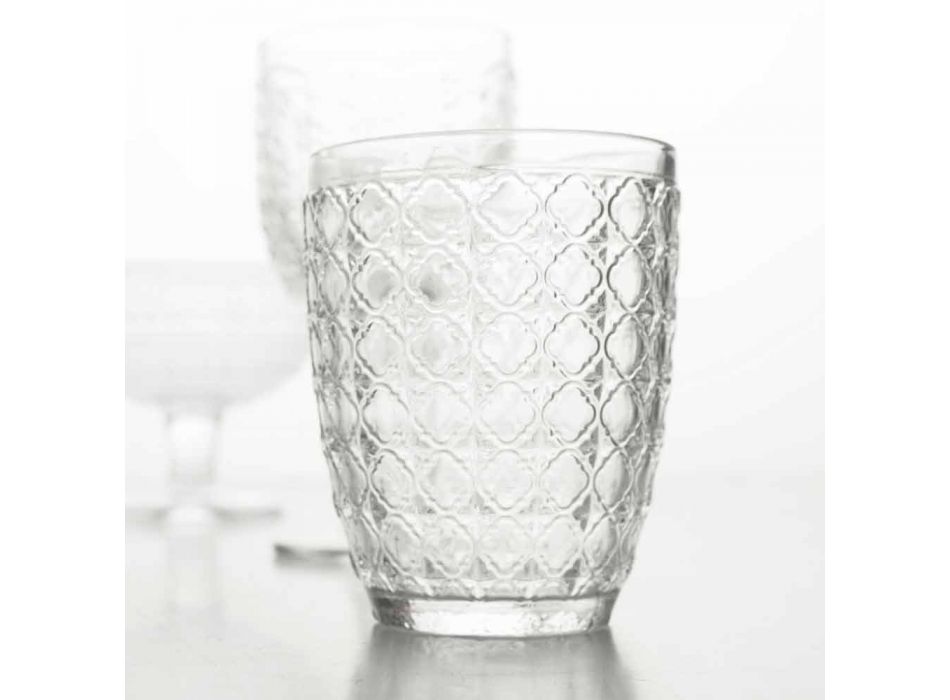 6 kusů obsluhujících sklenic v průhledném skle pro vodu - optické Viadurini