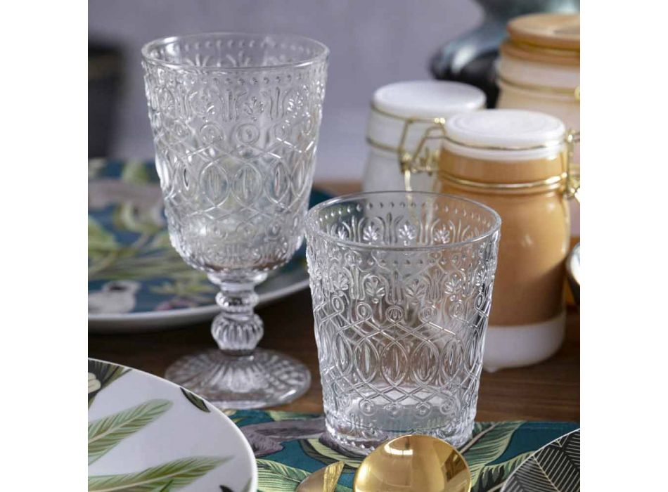 Průhledné zdobené sklenice na víno 12 designových pohárů - marokobické Viadurini