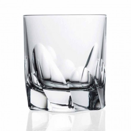 Zdobená křišťálová skleněná whisky nebo voda 12 dílná Dof Design - titan Viadurini