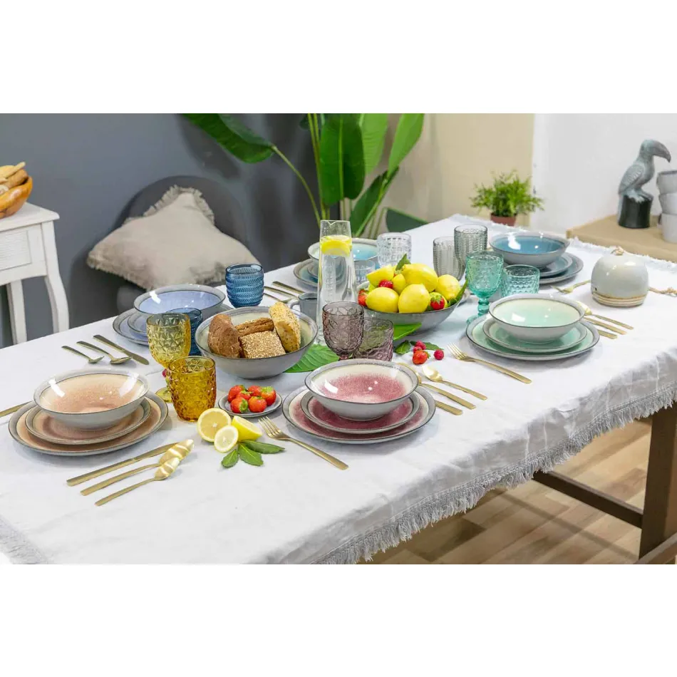 Moderní barevné skleničky zdobené sklenicemi podávající vodu 12 kusů - mix Viadurini