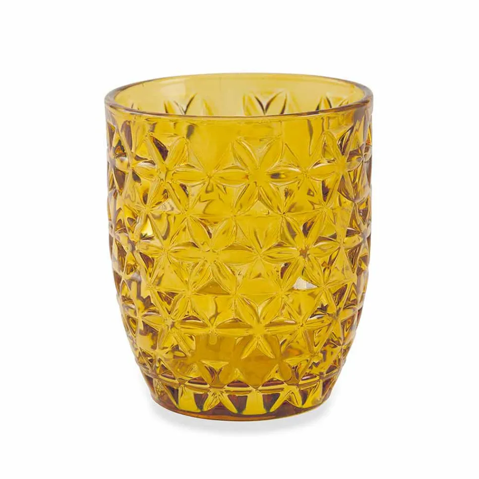 Moderní barevné skleničky zdobené sklenicemi podávající vodu 6 kusů - mix Viadurini