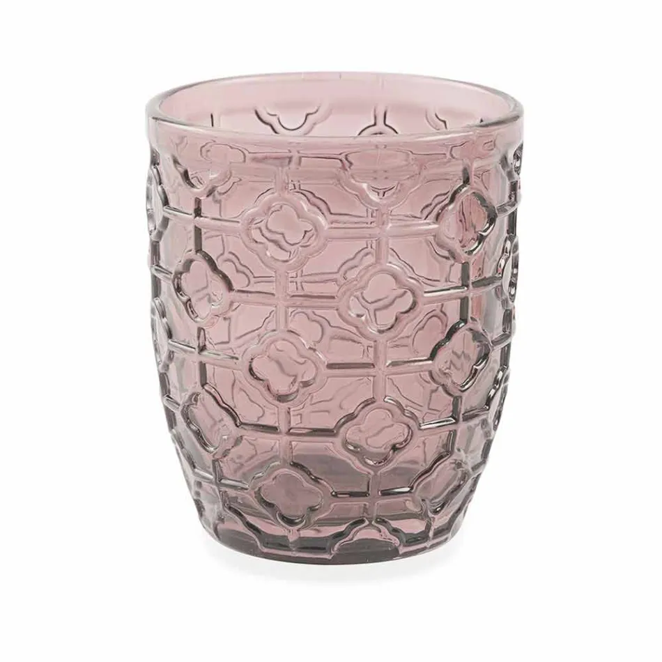 Moderní barevné skleničky zdobené sklenicemi podávající vodu 6 kusů - mix Viadurini