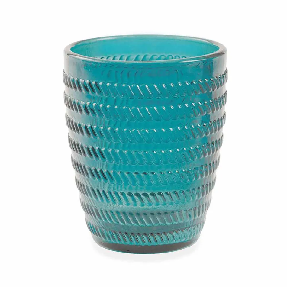 Moderní barevné skleničky zdobené sklenicemi podávající vodu 6 kusů - mix Viadurini