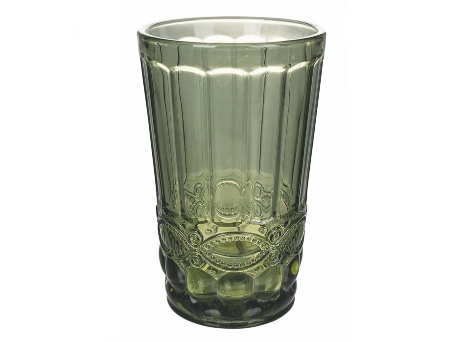 Skleněné sklenice na pití Barevné a zdobené služby 12 kusů - Garbo Viadurini