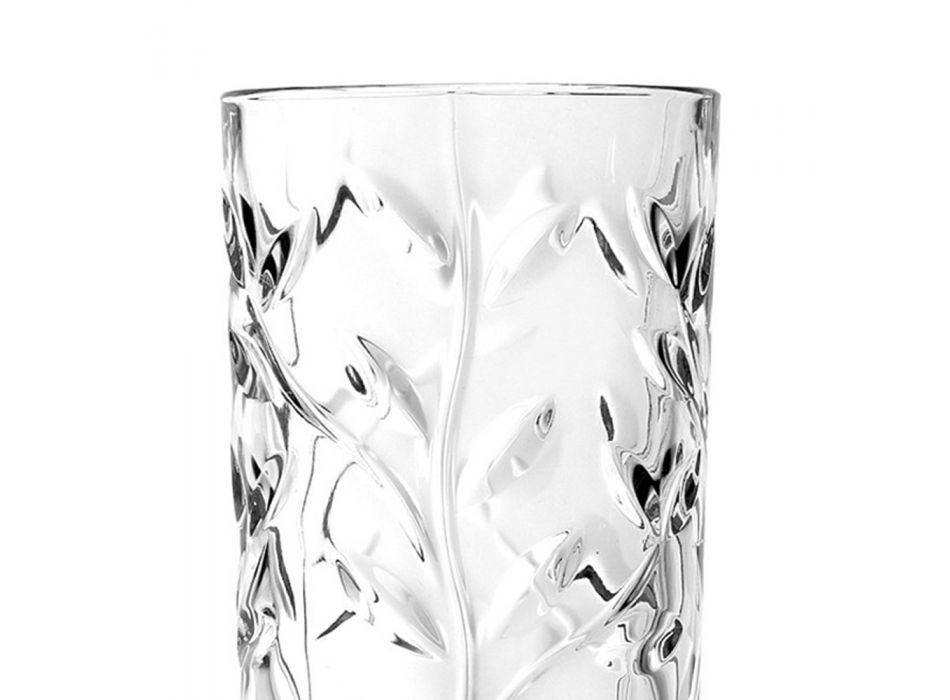 Vysoké sklenice v dekoraci Eco Crystal Leaf 12 ks - Magnolio Viadurini